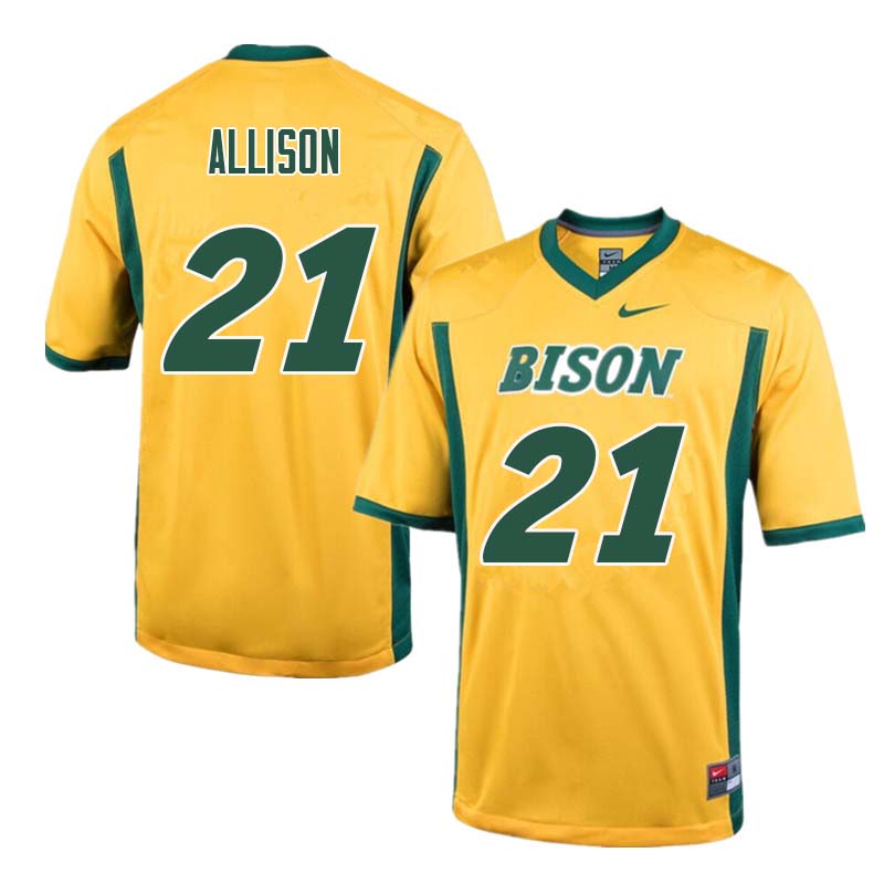 Men #21 Jalen Allison North Dakota State Bison College Football Jerseys Sale-Yellow